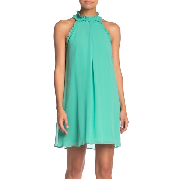 BCBGeneration Jade Green Halter Ruffle Dress NWT - Picture 1 of 6